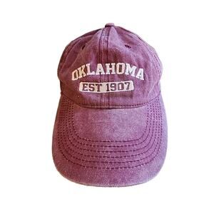 Oklahoma Strapback Adjustable Hat Distressed Cap